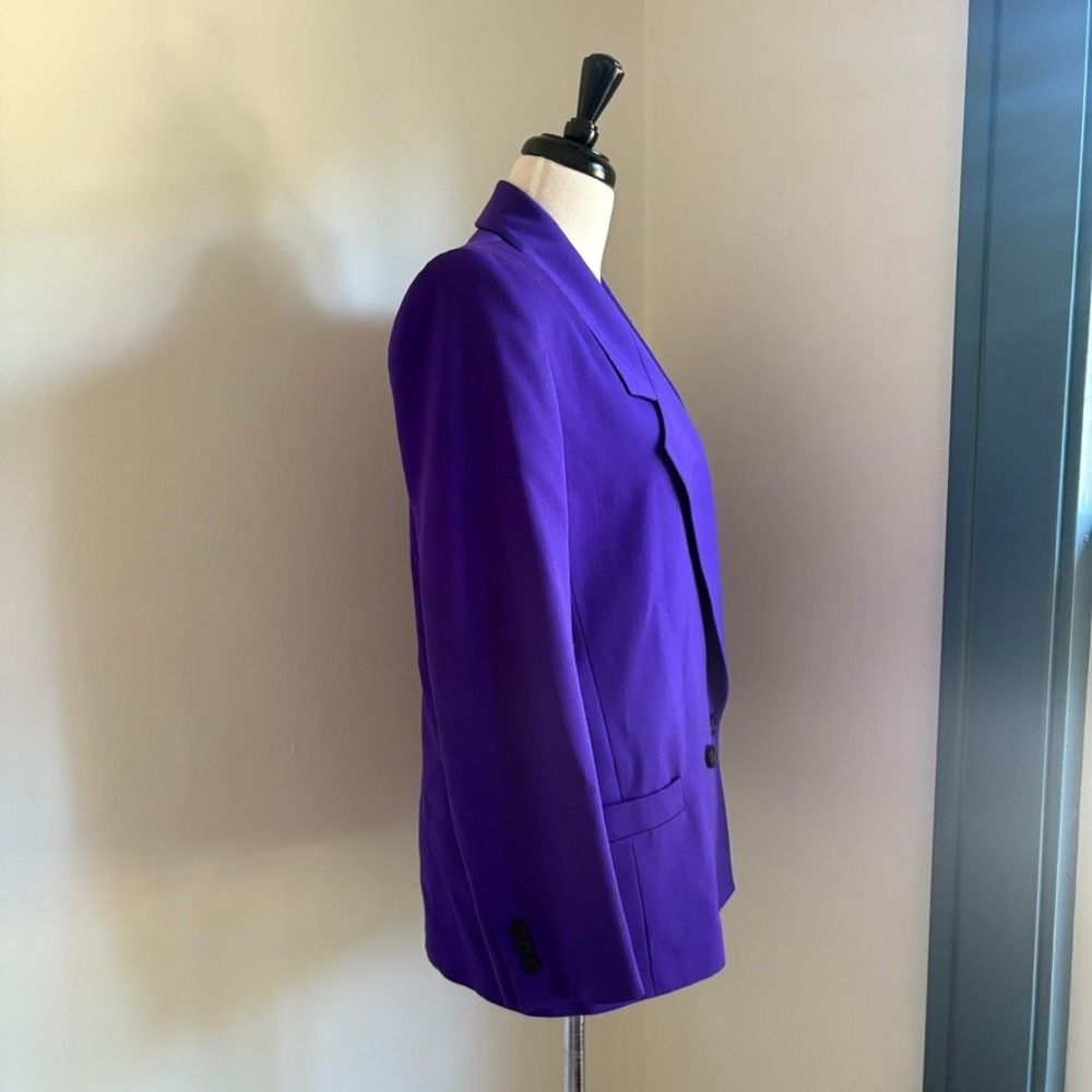 Christian Dior The Suit 1980's Purple Suit Skirt Set Wool Size 8 Purple Power - Picture 6 of 16